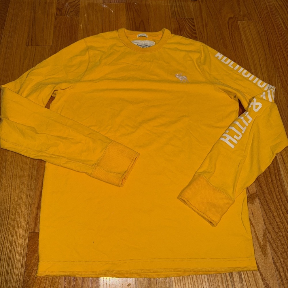Abercrombie& Fitch Shirt Mens  2XLYellow Moose Logo Graphic Long Sleeve Crewneck